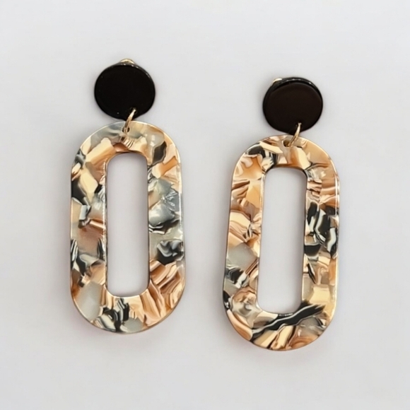 1 LEFT! Acrylic Marble Drop Dangle Earrings - Picture 2 of 2